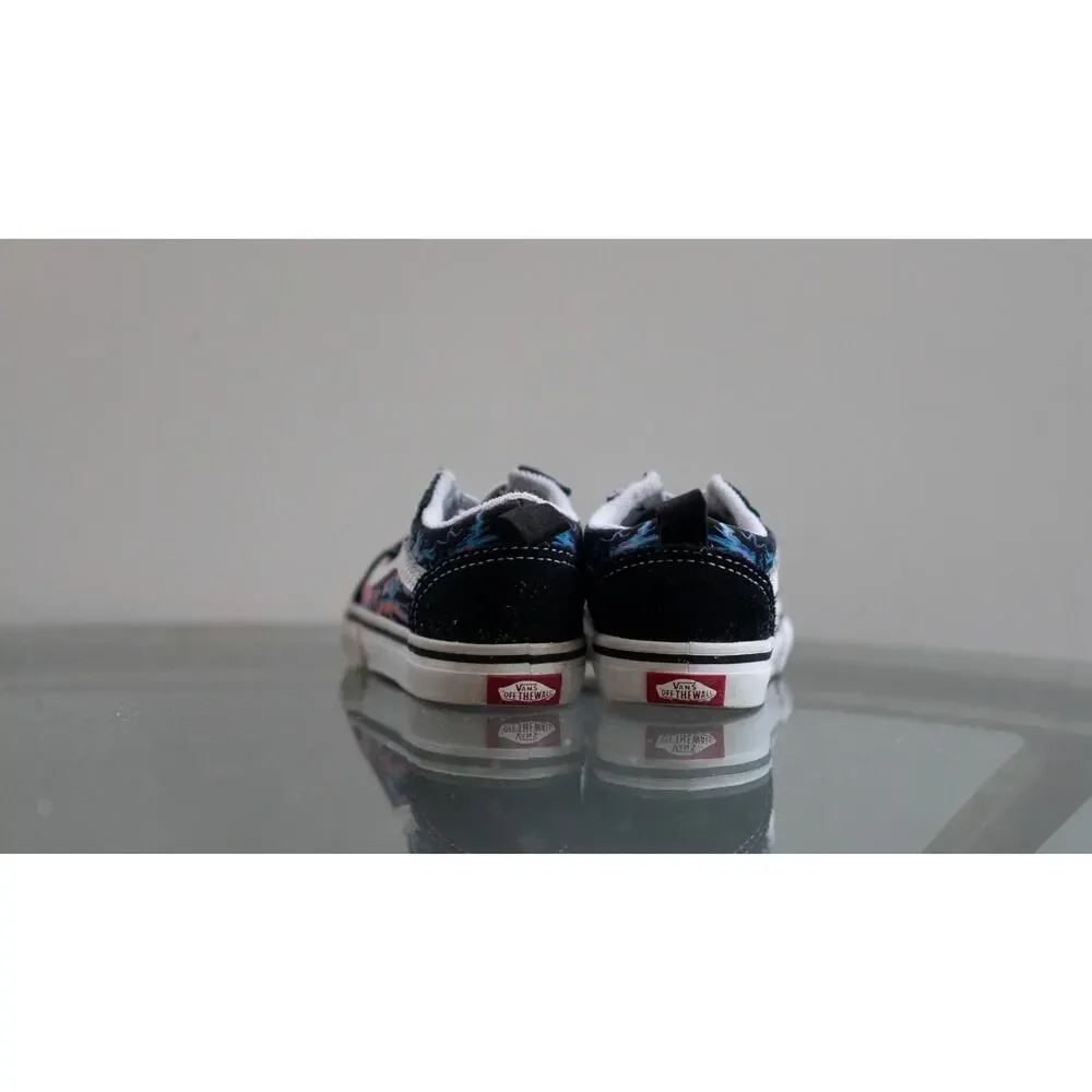 VANS Old Skool Electric Flames Shoes Youth Glow in the Dark Sneaker Toddler Sz 7